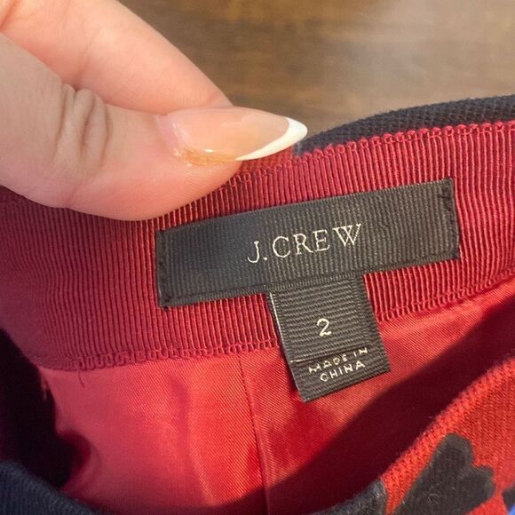 J. Crew Womens Casual Red Black Blue Floral Casual A Line Mini Skirt Pockets Sz - Picture 7 of 7